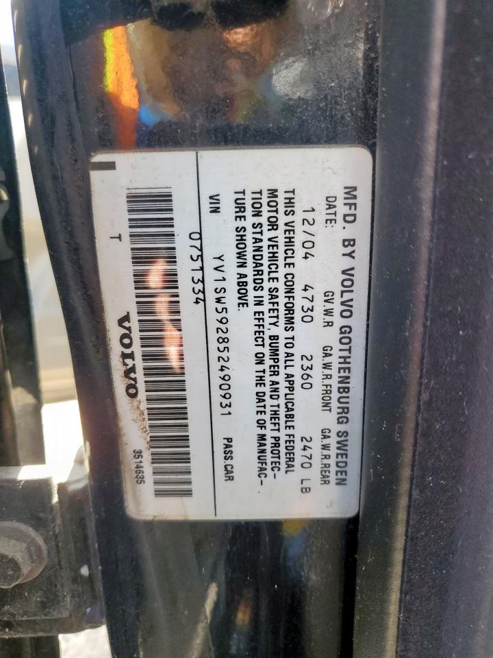 2005 Volvo V70 Fwd VIN: YV1SW592852490931 Lot: 62220595