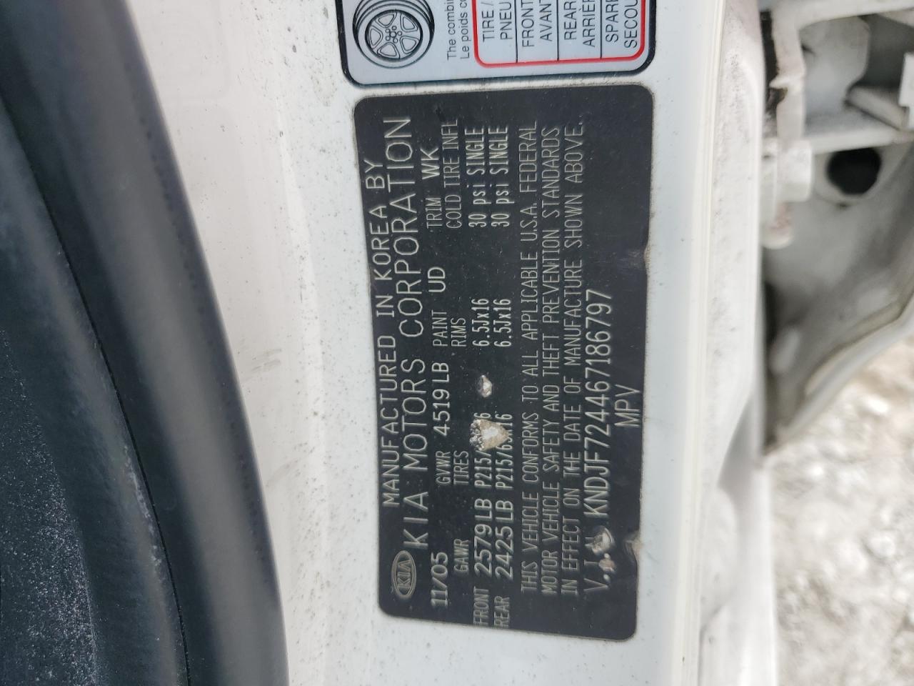 2006 Kia New Sportage VIN: KNDJF724467186797 Lot: 63120625