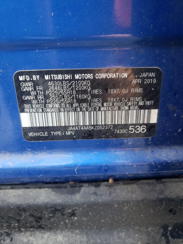 2019 Mitsubishi Eclipse Cross Le VIN: JA4AT4AA5KZ052372 Lot: 61041075
