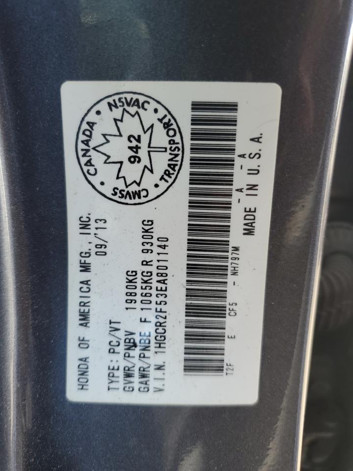 2014 Honda Accord Sport VIN: 1HGCR2F53EA801140 Lot: 60471535