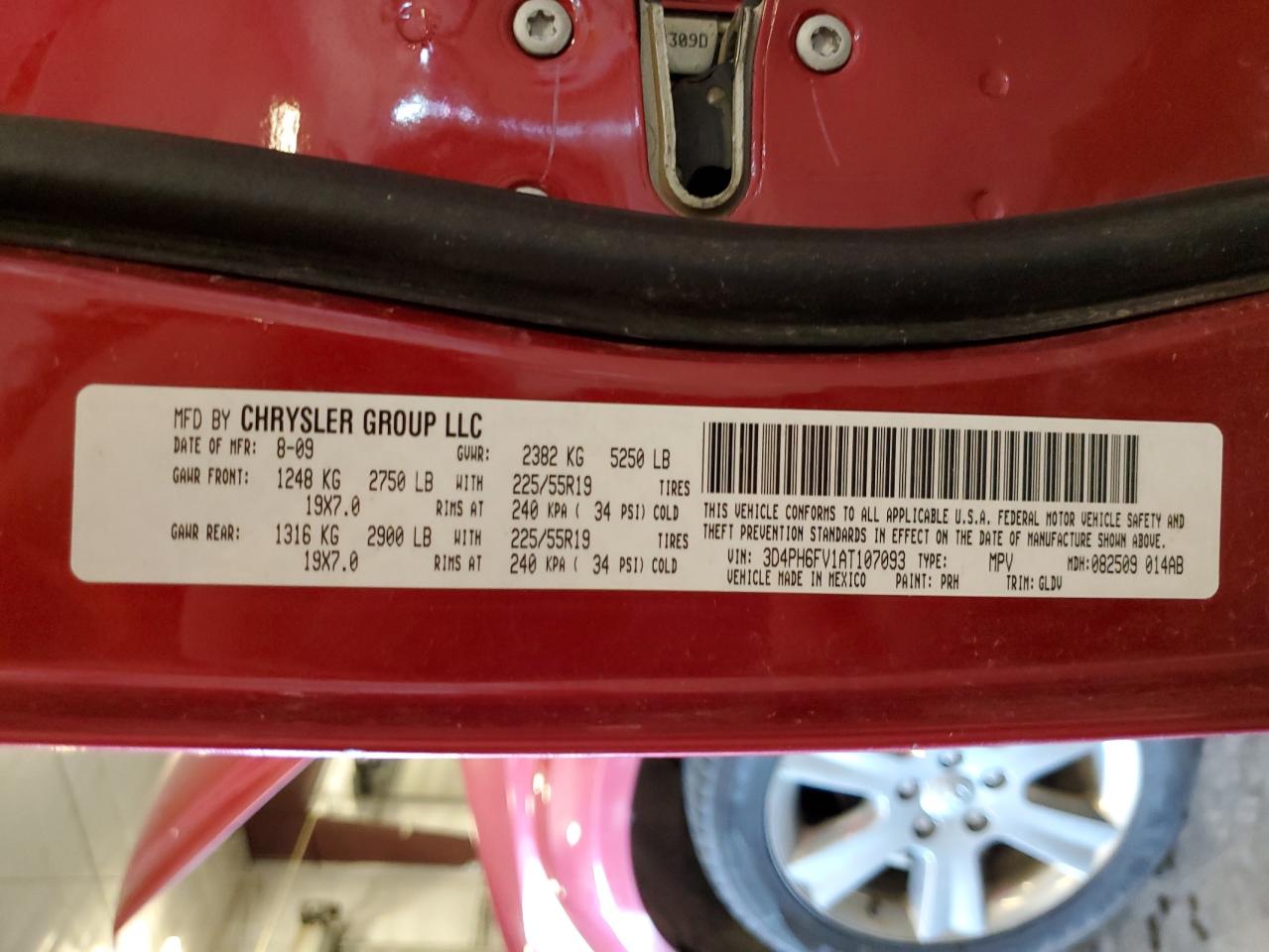 2010 Dodge Journey R/T VIN: 3D4PH6FV1AT107093 Lot: 62597115