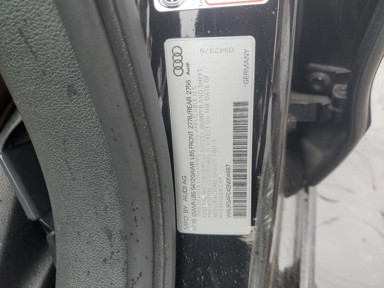 2016 Audi A6 Premium Plus VIN: WAUFGAFC4GN004687 Lot: 61451175