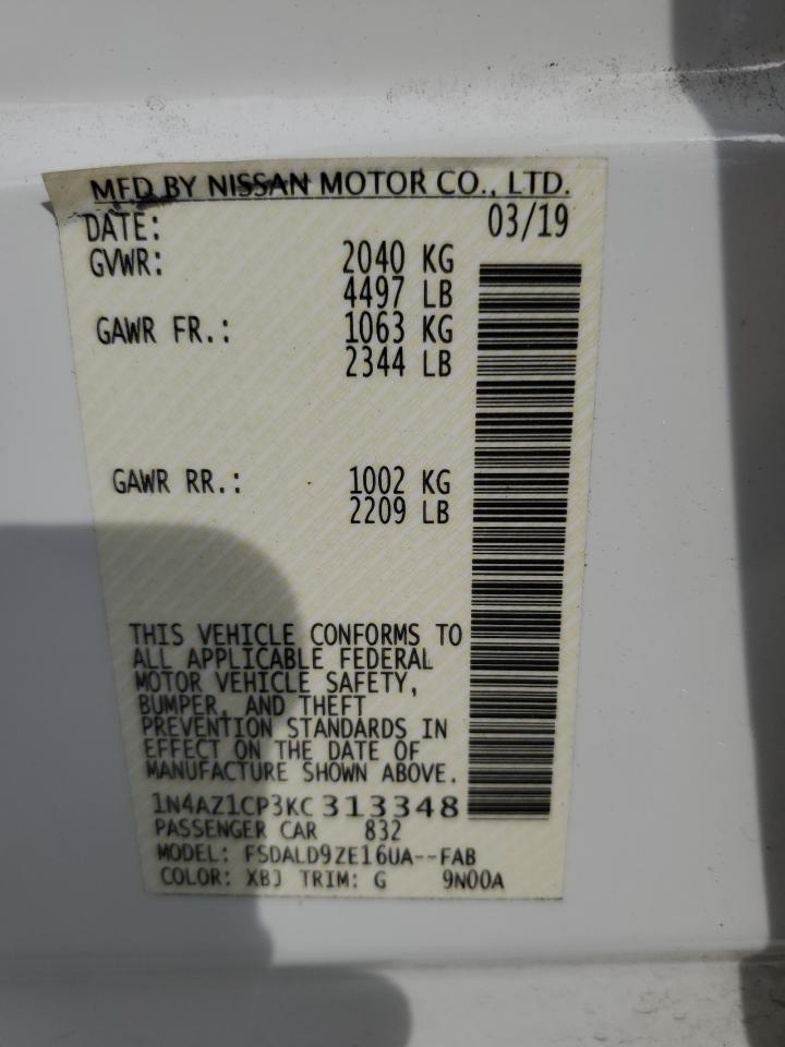 2019 Nissan Leaf S VIN: 1N4AZ1CP3KC313348 Lot: 62196205