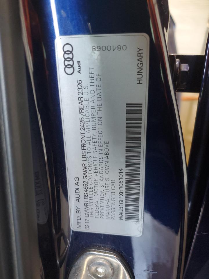 2017 Audi S3 Premium Plus VIN: WAUB1GFFXH1061014 Lot: 62129905