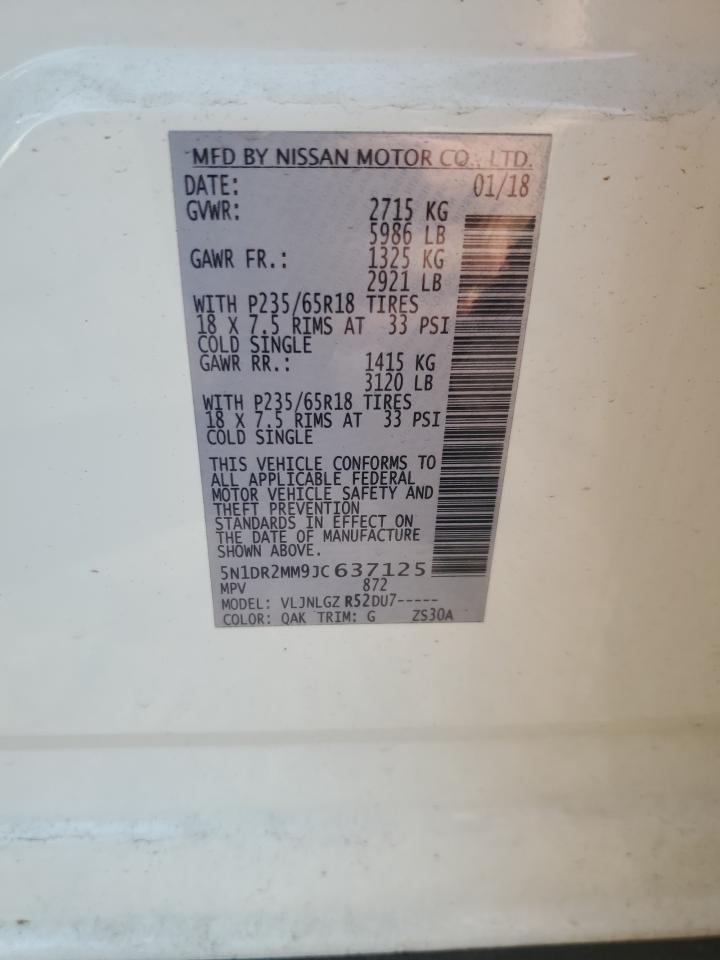 2018 Nissan Pathfinder S VIN: 5N1DR2MM9JC37125 Lot: 62840995