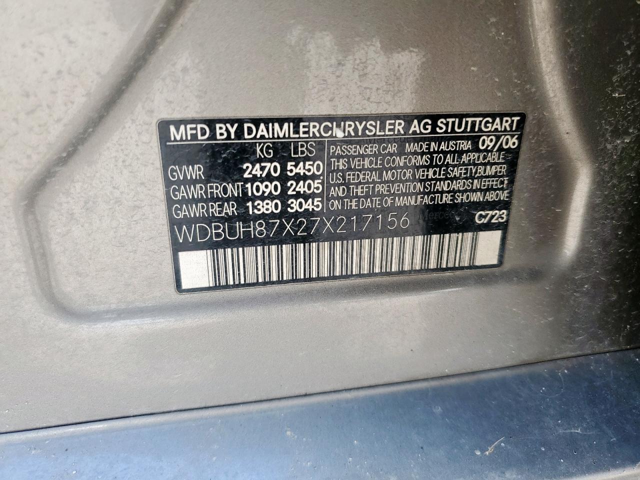 2007 Mercedes-Benz E 350 4Matic Wagon VIN: WDBUH87X27X217156 Lot: 61477315