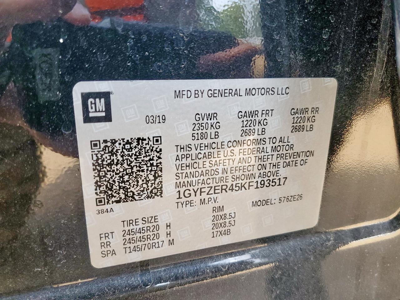 2019 Cadillac Xt4 Sport VIN: 1GYFZER45KF193517 Lot: 61789415