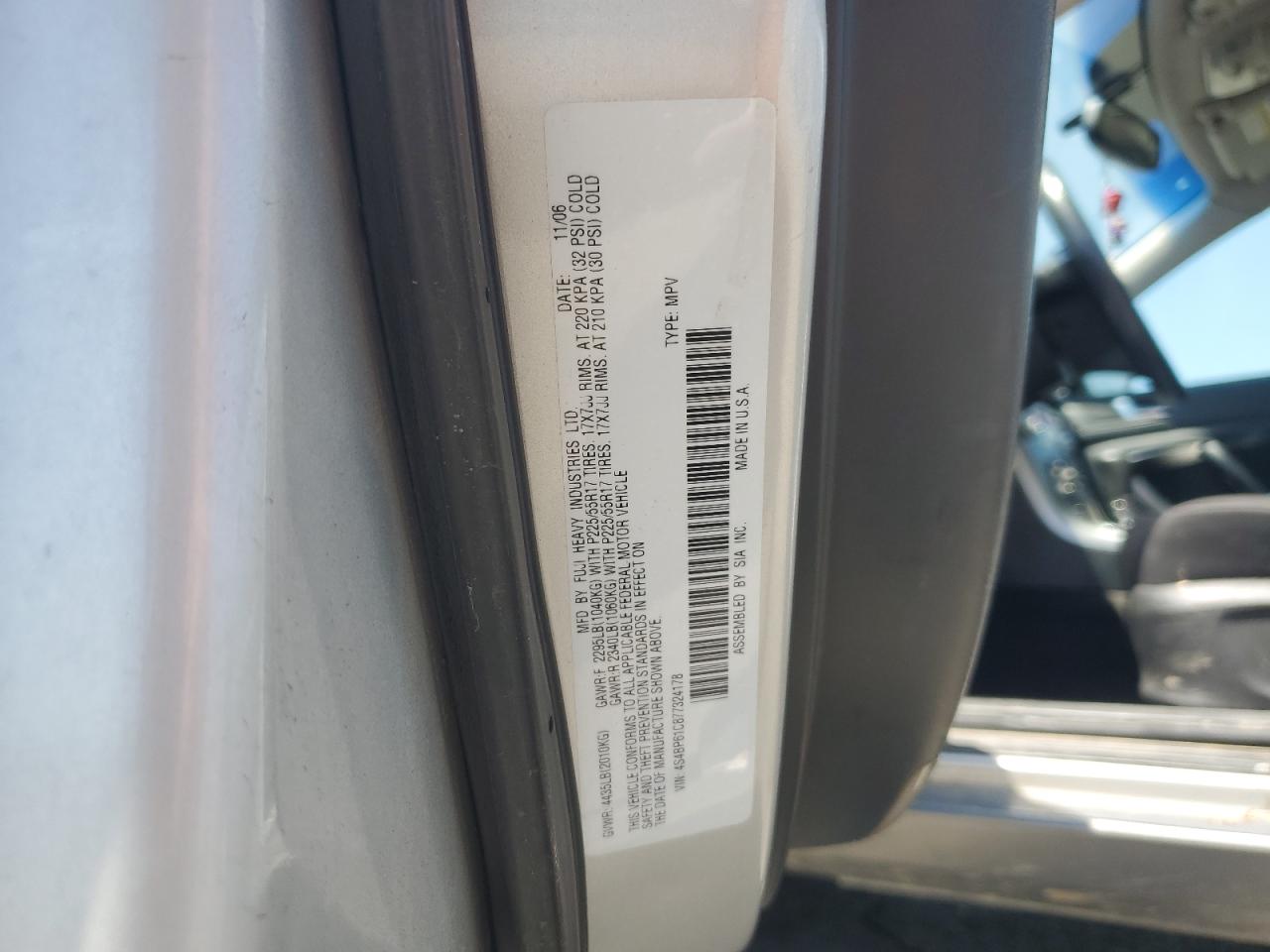 2007 Subaru Outback Outback 2.5I VIN: 4S4BP61C877324178 Lot: 62058205