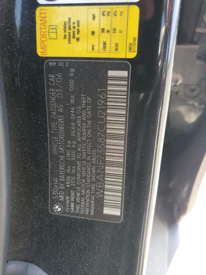 2007 BMW 530 Xi VIN: WBANF73587CU21961 Lot: 61681985