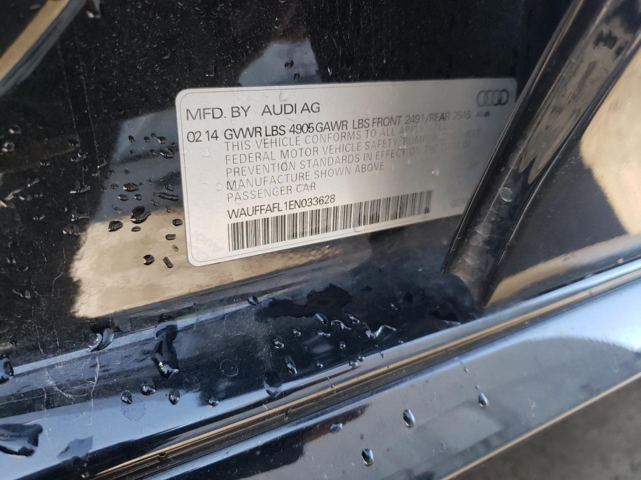 2014 Audi A4 Premium Plus VIN: WAUFFAFL1EN033628 Lot: 61009975