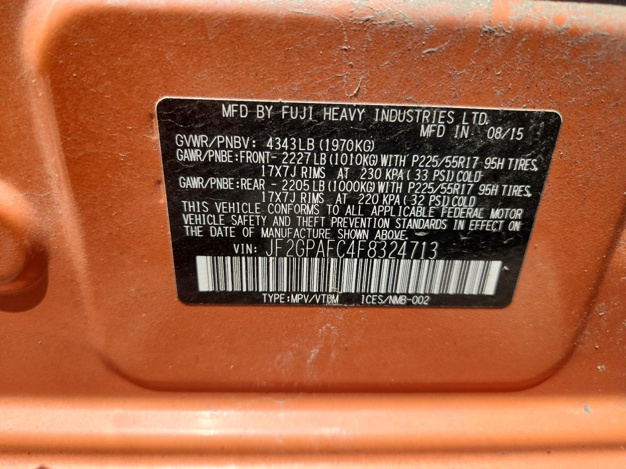 2015 Subaru Xv Crosstrek 2.0 Premium VIN: JF2GPAFC4F8324713 Lot: 61853875