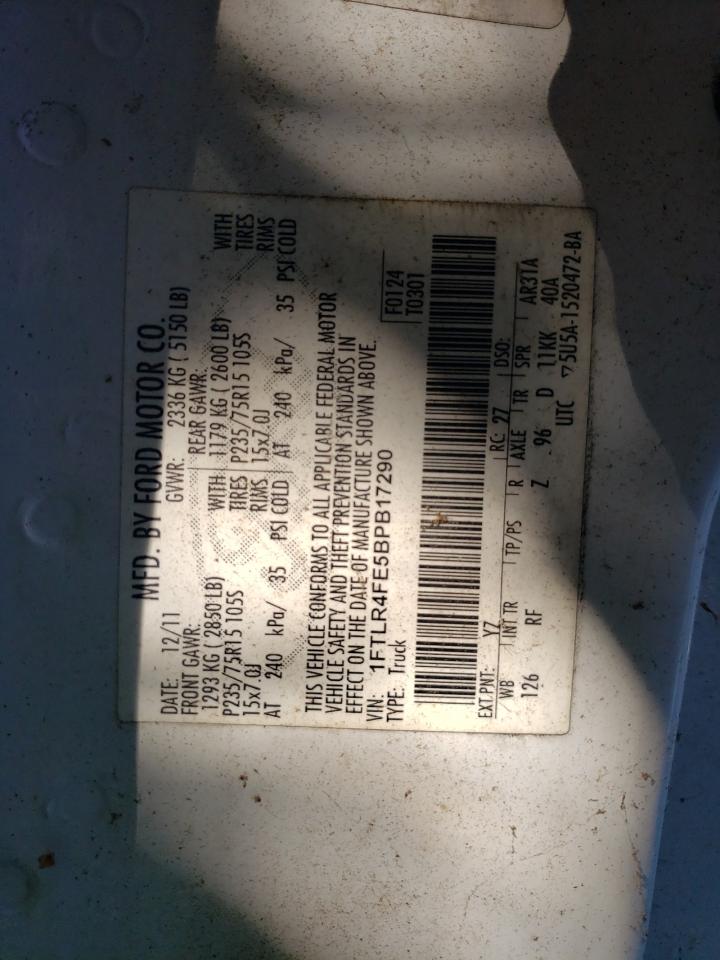 2011 Ford Ranger Super Cab VIN: 1FTLR4FE5BPB17290 Lot: 62096625