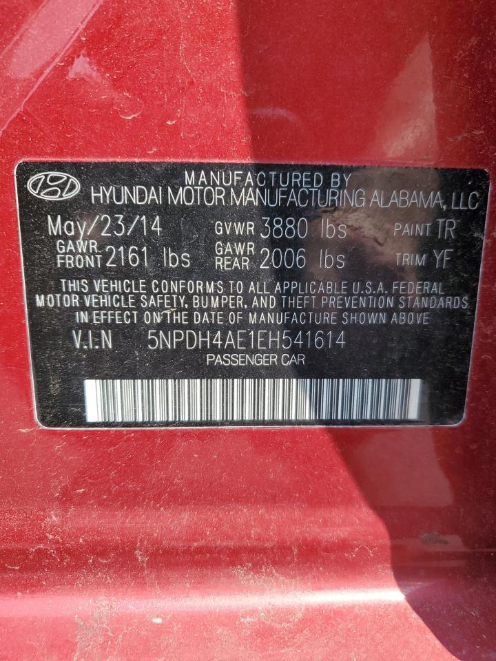 2014 Hyundai Elantra Se VIN: 5NPDH4AE1EH541614 Lot: 59525625
