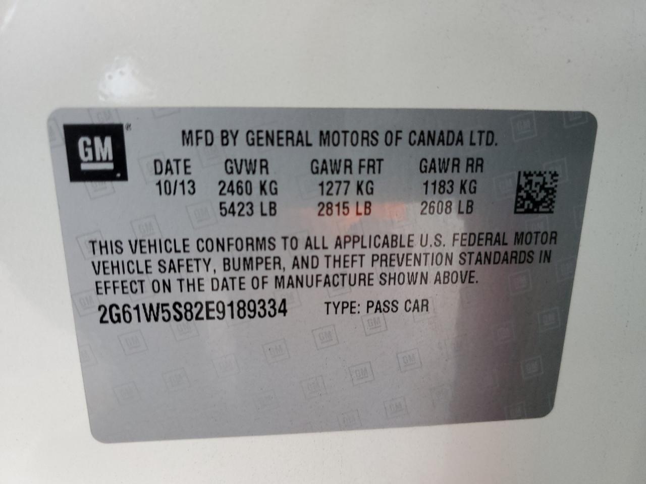 2014 Cadillac Xts Vsport Platinum VIN: 2G61W5S82E9189334 Lot: 59816455