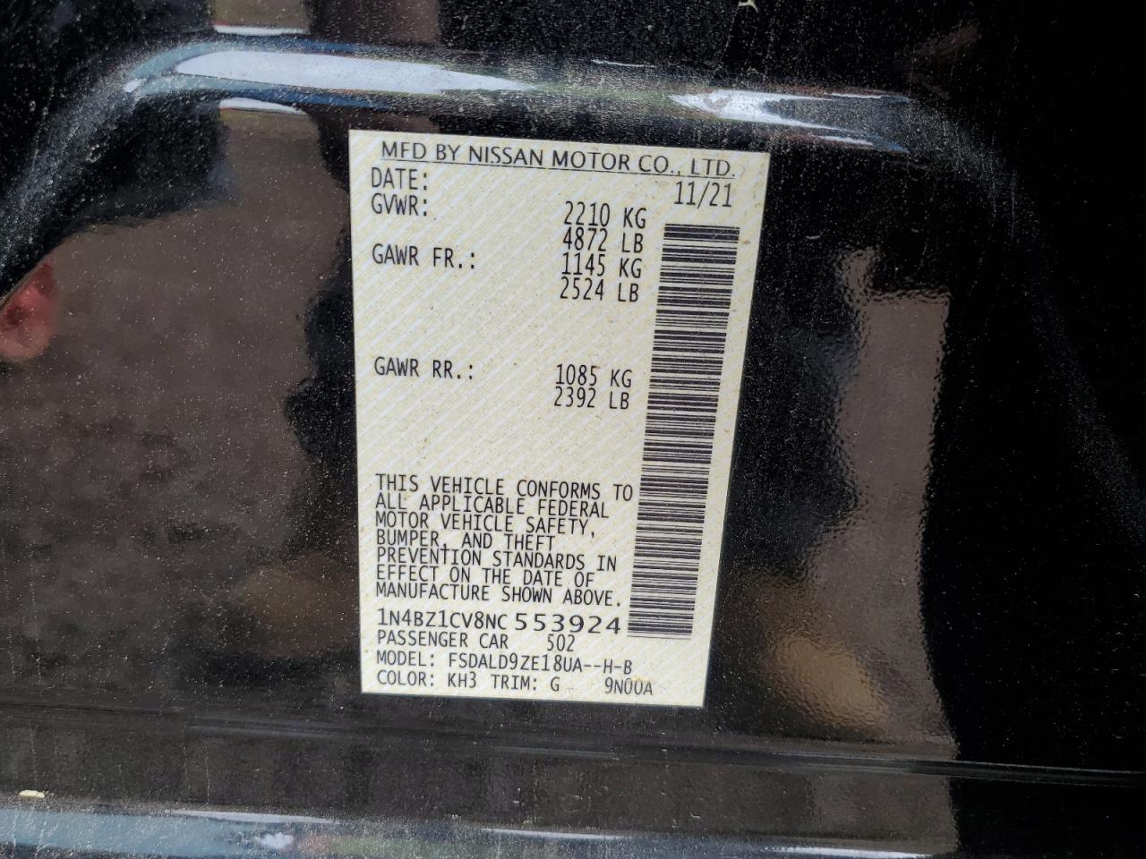2022 Nissan Leaf Sv Plus VIN: 1N4BZ1CV8NC553924 Lot: 62111185