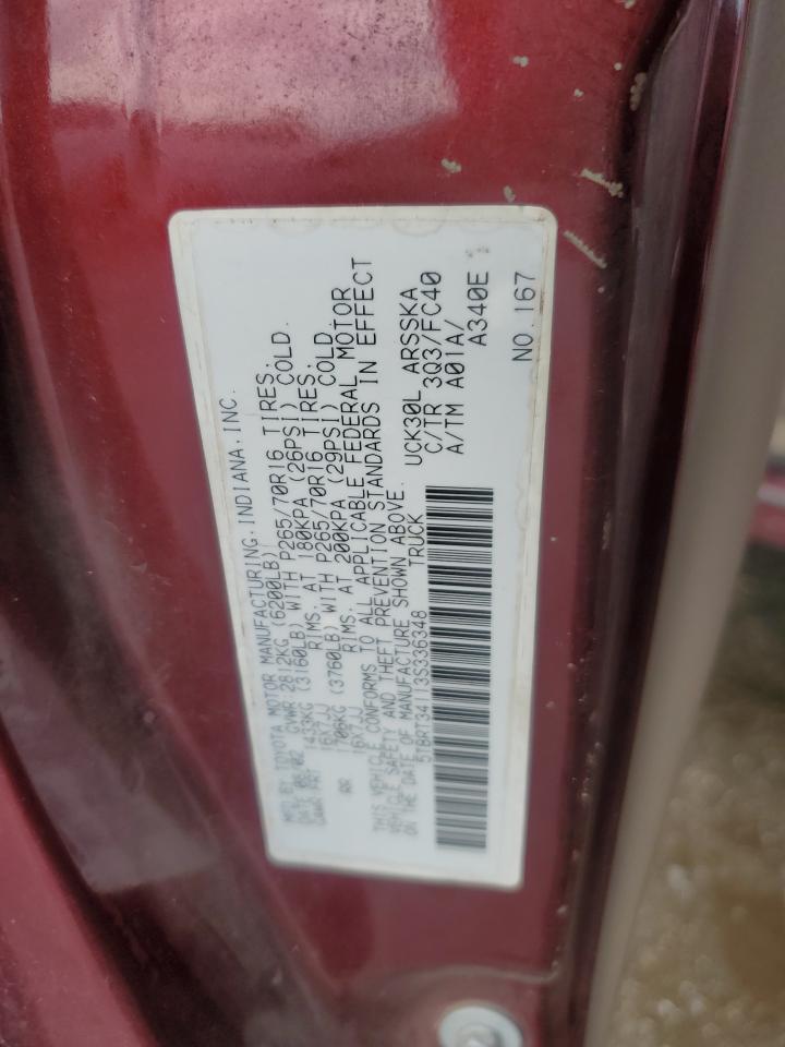 2003 Toyota Tundra Access Cab Sr5 VIN: 5TBRT34113S336348 Lot: 62422265