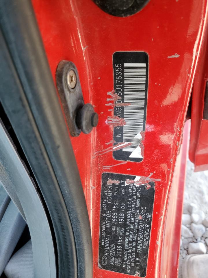 2005 Hyundai Elantra Gls VIN: KMHDN56D75U176355 Lot: 58931765