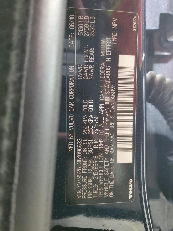 2011 Volvo Xc70 3.2 VIN: YV4952BL3B1096633 Lot: 60301245
