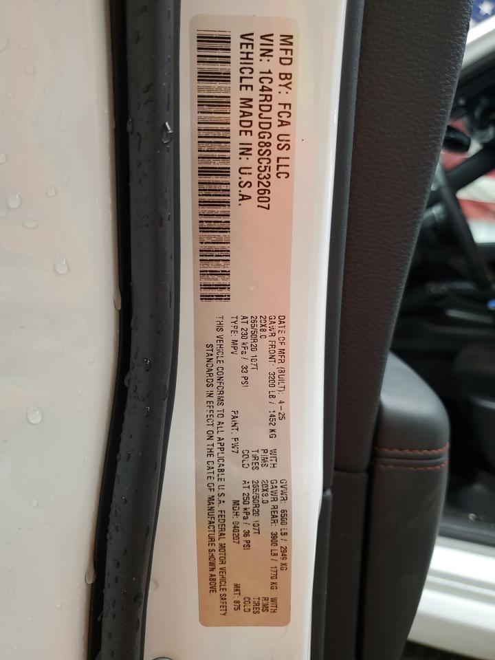 2025 Dodge Durango Gt VIN: 1C4RDJDG8SC532607 Lot: 62597255