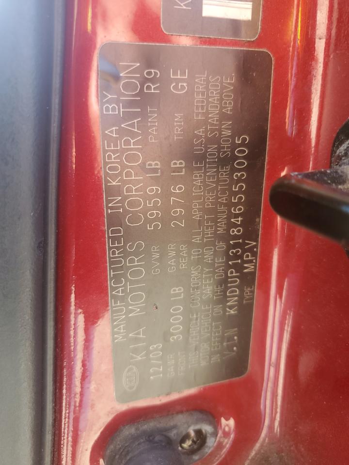 2004 Kia Sedona Ex VIN: KNDUP131846553005 Lot: 59636105