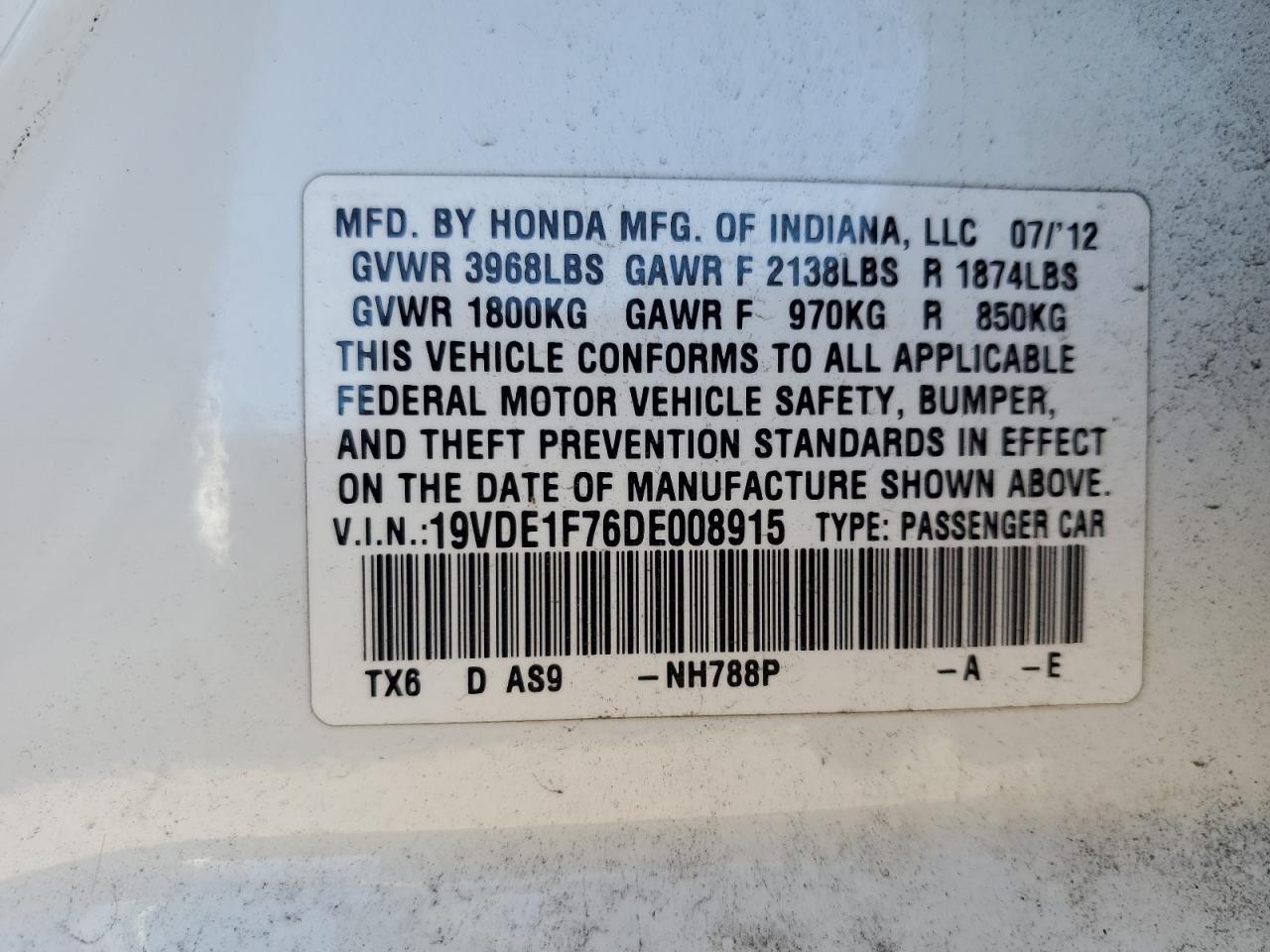 2013 Acura Ilx 20 Tech VIN: 19VDE1F76DE008915 Lot: 59231355