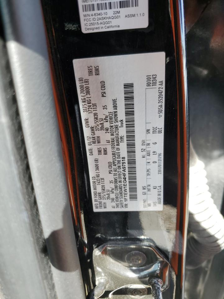 2017 Ford F150 Supercrew VIN: 1FTEW1EG4HFA97518 Lot: 62418035