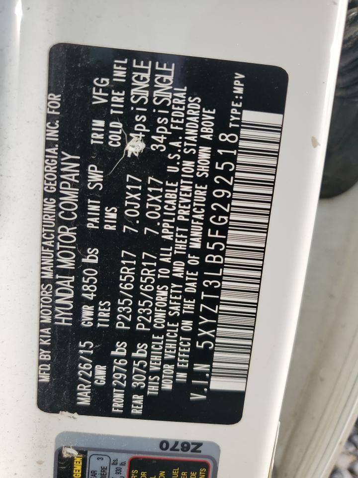 2015 Hyundai Santa Fe Sport VIN: 5XYZT3LB5FG292518 Lot: 61845095