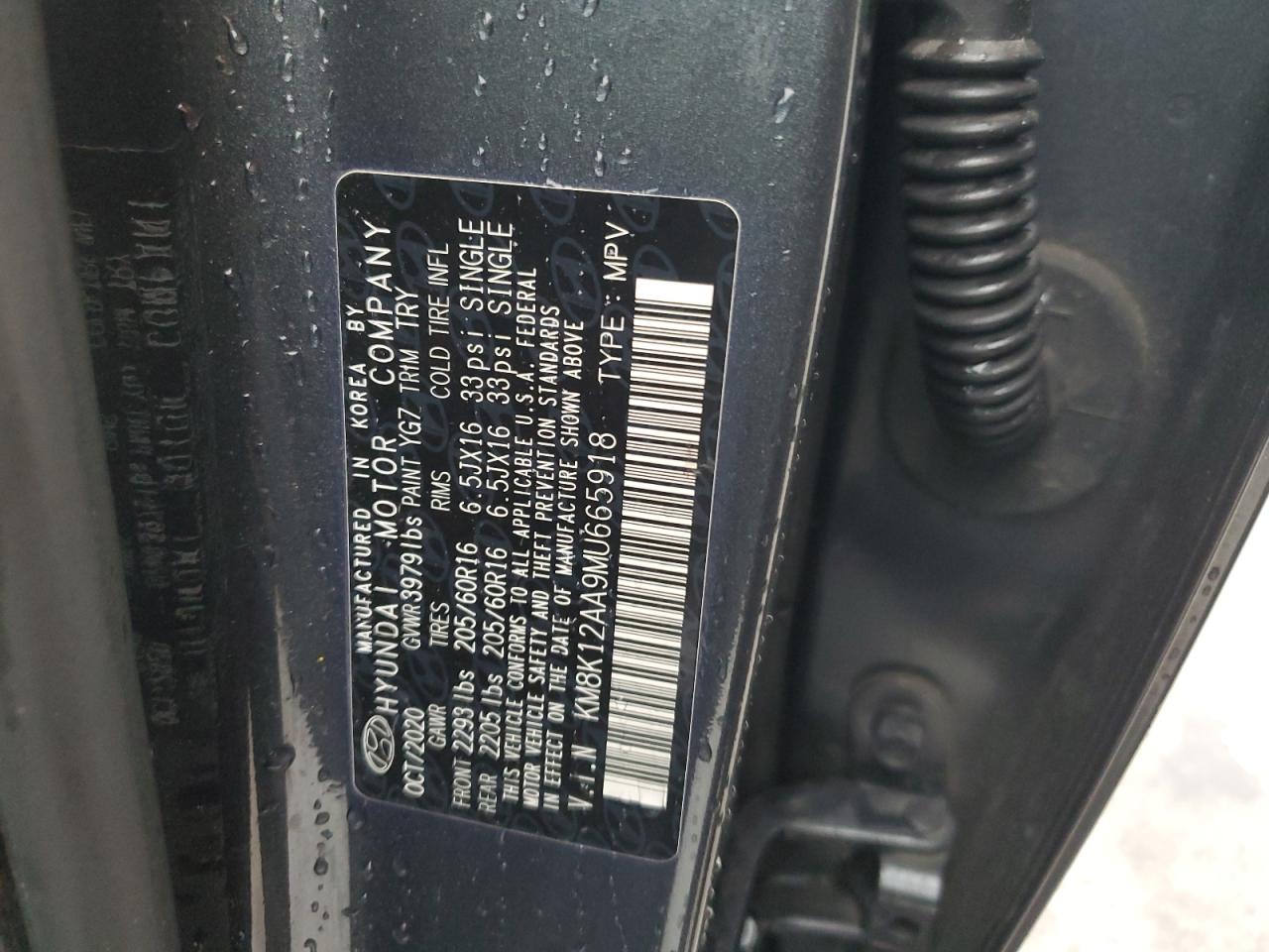 2021 Hyundai Kona Se VIN: KM8K12AA9MU665918 Lot: 59276345
