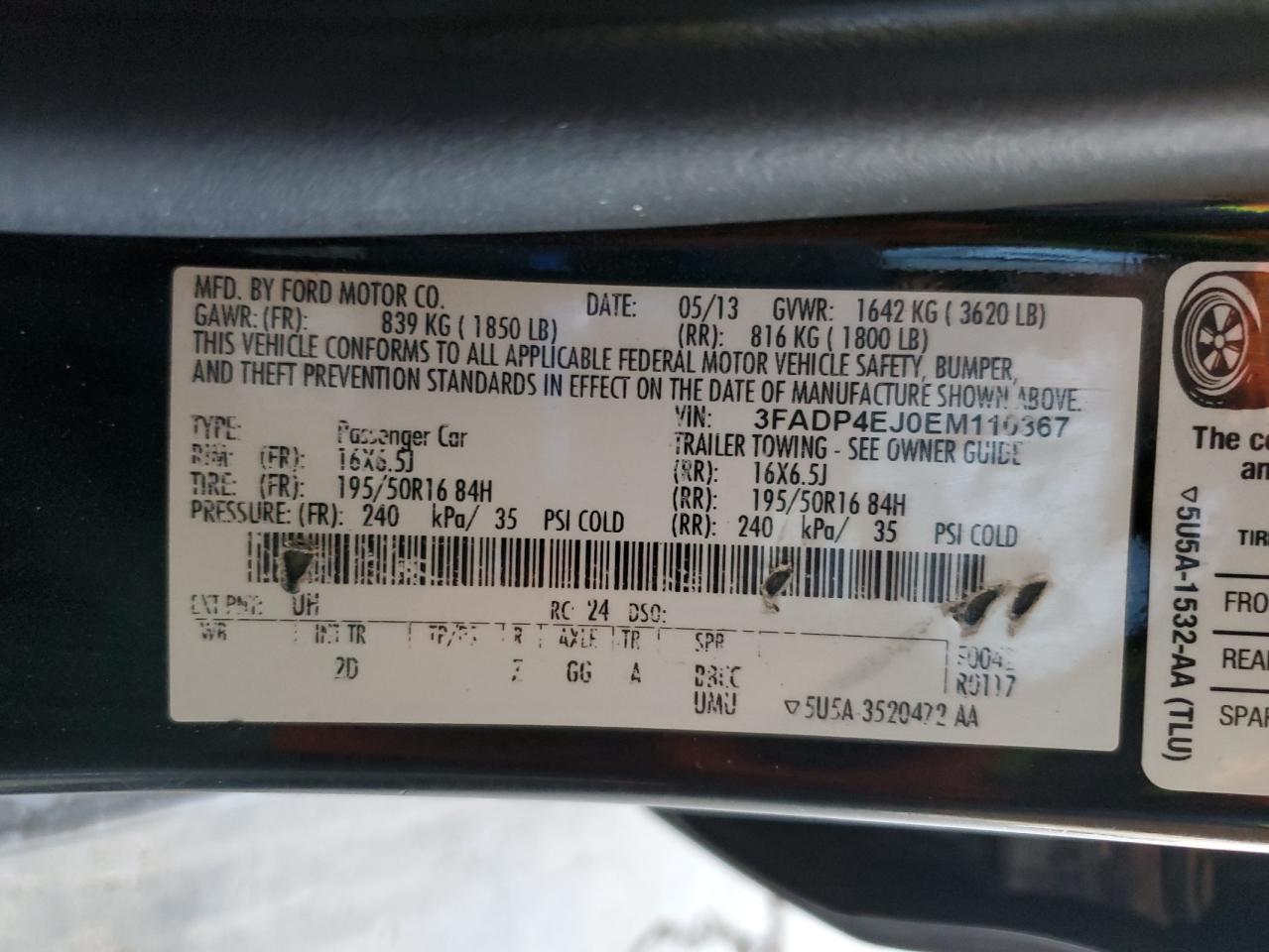 2014 Ford Fiesta Se VIN: 3FADP4EJ0EM110367 Lot: 61802715