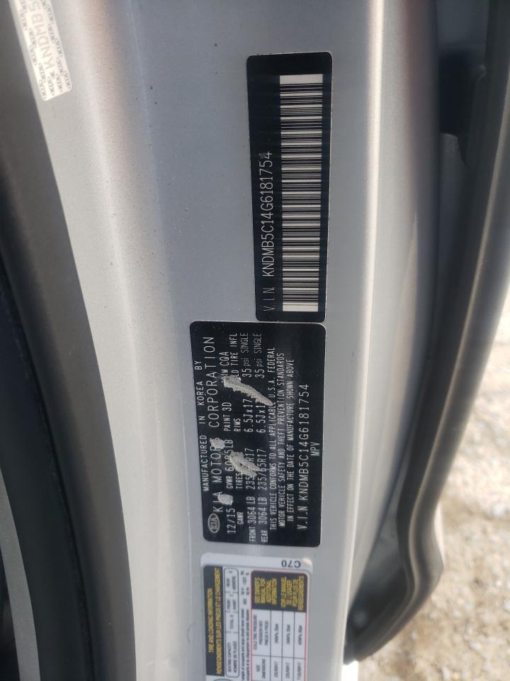 2016 Kia Sedona Lx VIN: KNDMB5C14G6181754 Lot: 61484885