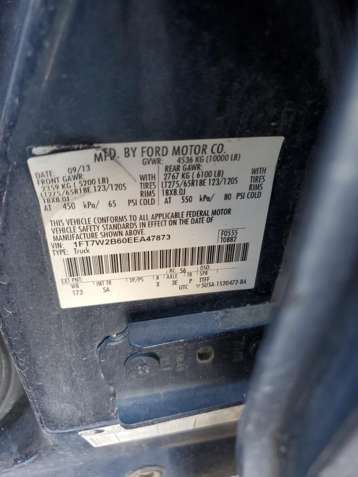 2014 Ford F250 Super Duty VIN: 1FT7W2B60EEA47873 Lot: 61448605