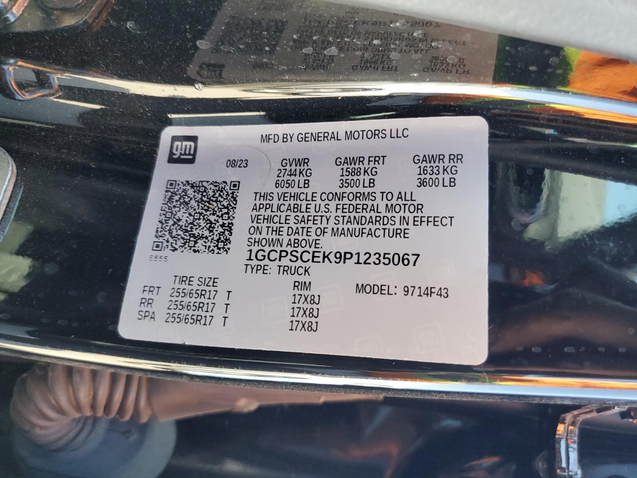 2023 Chevrolet Colorado Lt VIN: 1GCPSCEK9P1235067 Lot: 62364275