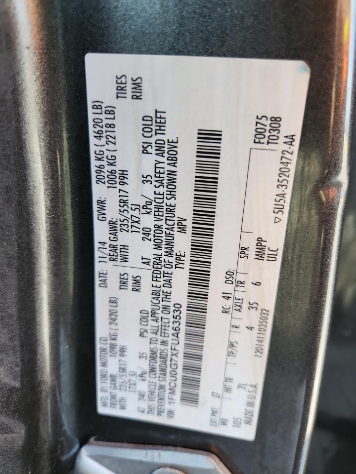 2015 Ford Escape Se VIN: 1FMCU0G7XFUA63530 Lot: 63004205