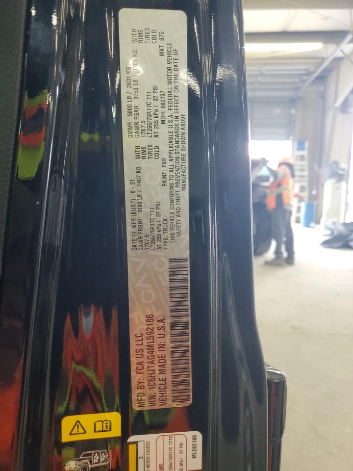 2021 Jeep Gladiator Sport VIN: 1C6HJTAG4ML592186 Lot: 62113705