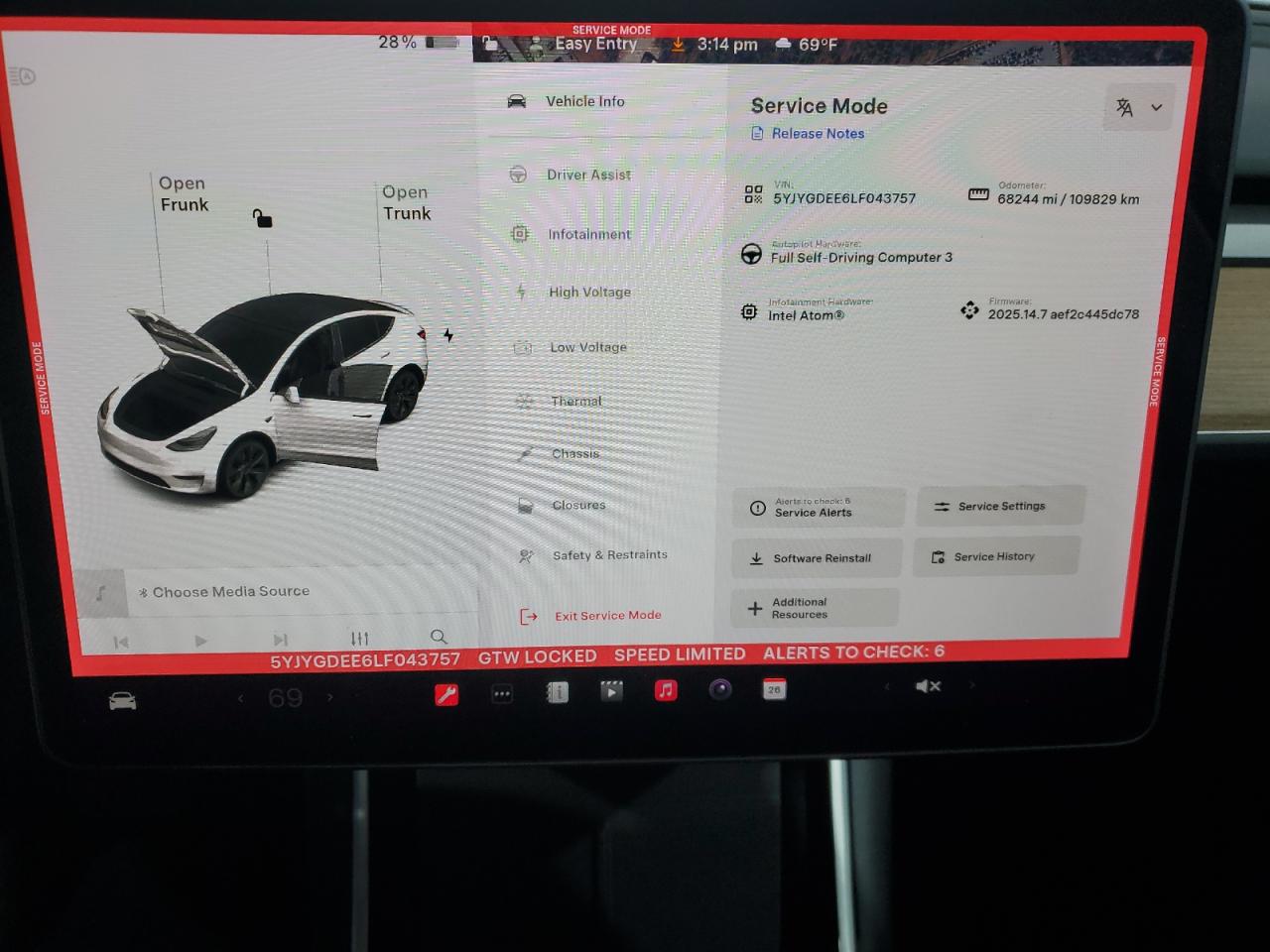 2020 Tesla Model Y VIN: 5YJYGDEE6LF043757 Lot: 62550405