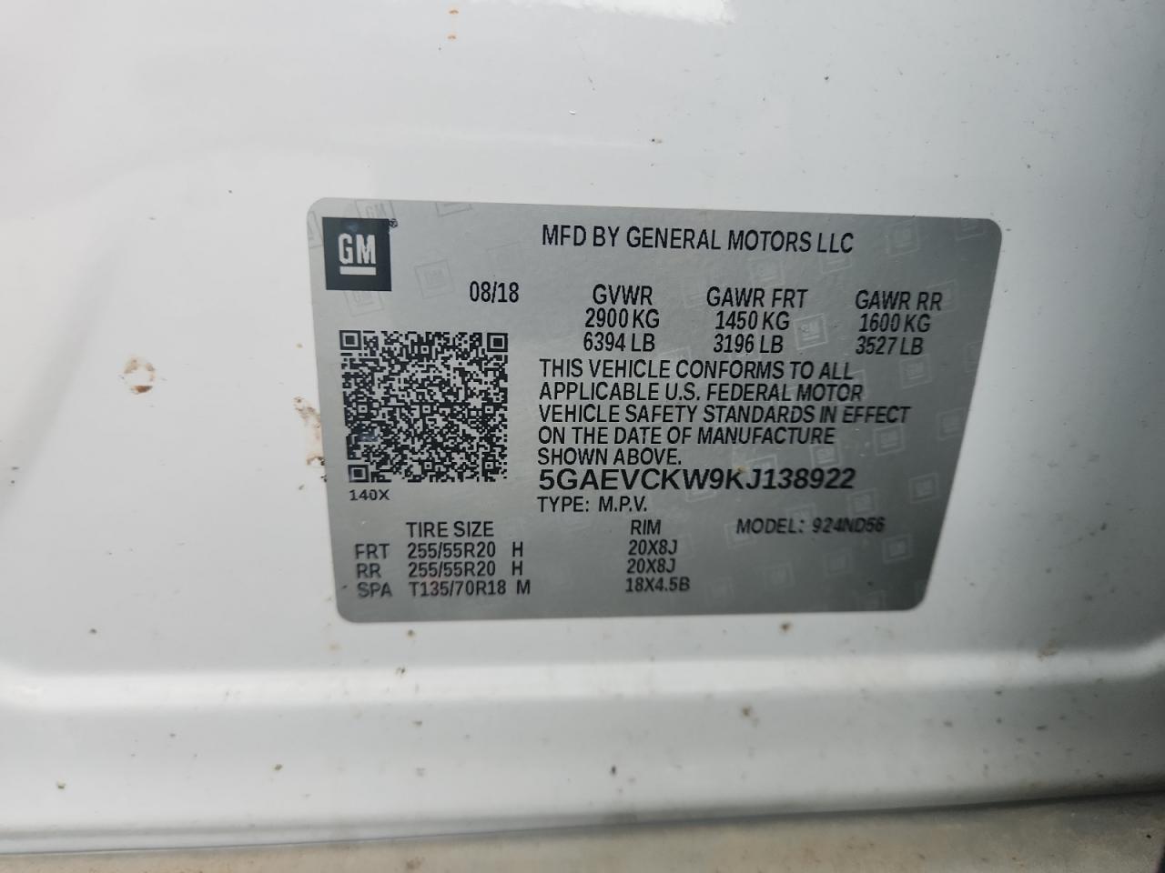 2019 Buick Enclave Avenir VIN: 5GAEVCKW9KJ138922 Lot: 62456905