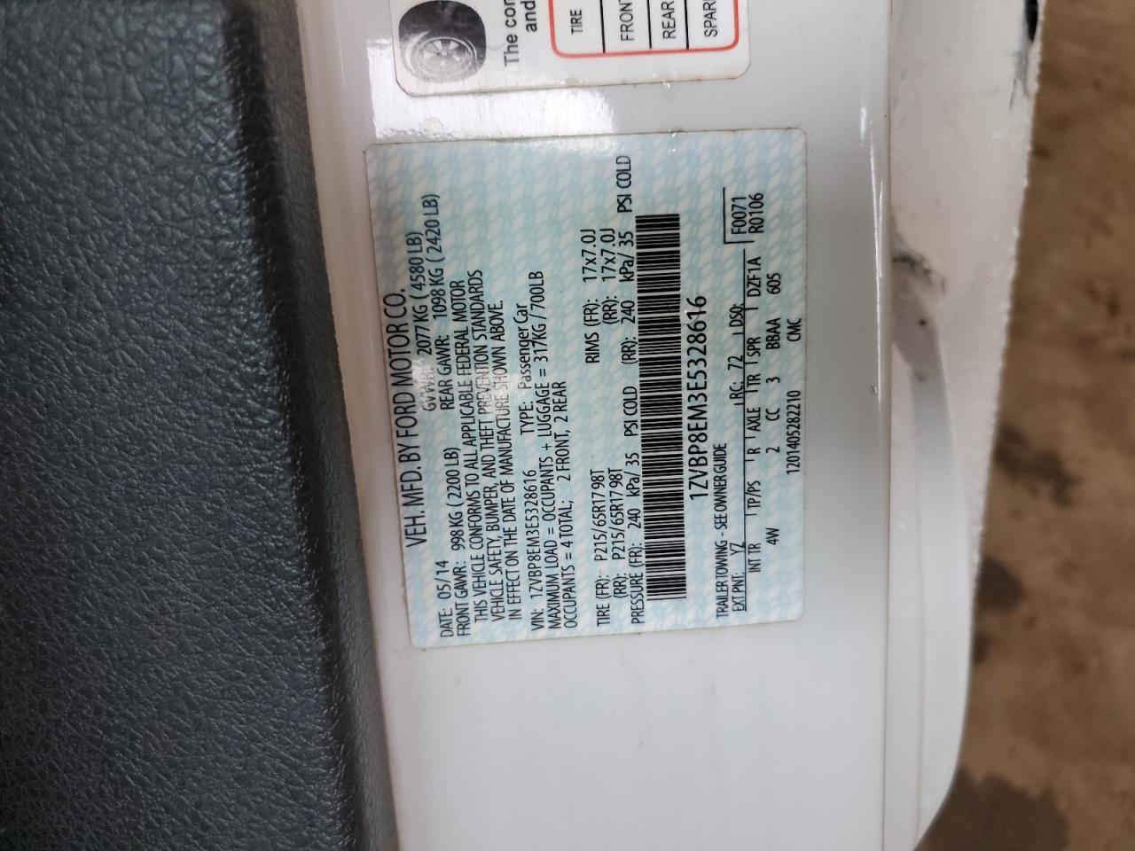 FORD ALL Models 2014 VIN 1ZVBP8EM3E5328616 фото 12