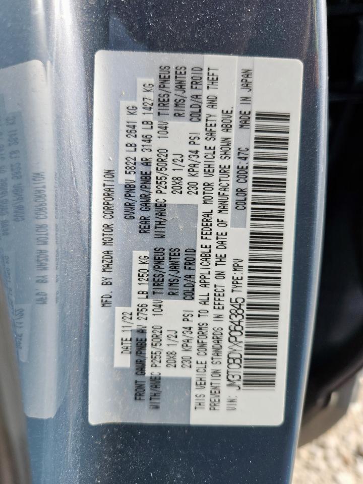 2023 Mazda Cx-9 Grand Touring VIN: JM3TCBDYXP0643845 Lot: 61091215