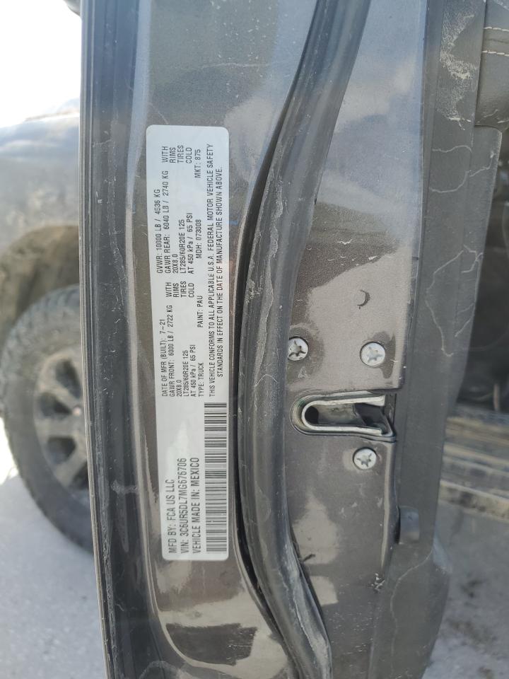 2021 Ram 2500 Big Horn VIN: 3C6UR5DL7MG676706 Lot: 61017505