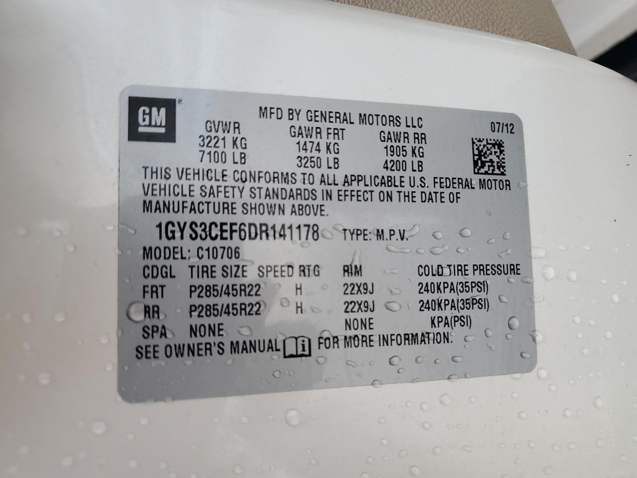 2013 Cadillac Escalade Premium VIN: 1GYS3CEF6DR141178 Lot: 60563045