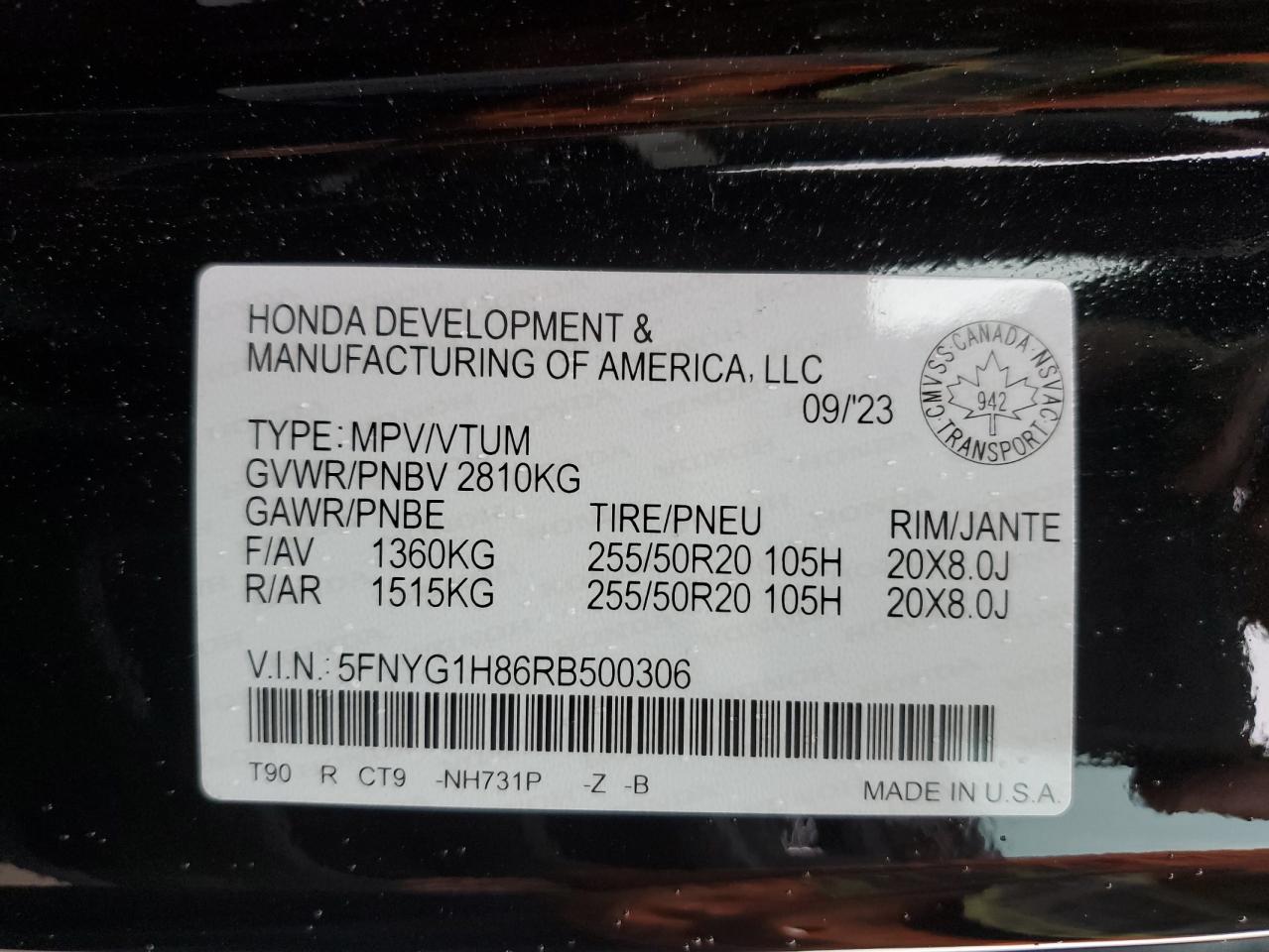 HONDA PILOT 2024 VIN 5FNYG1H86RB500306 фото 14