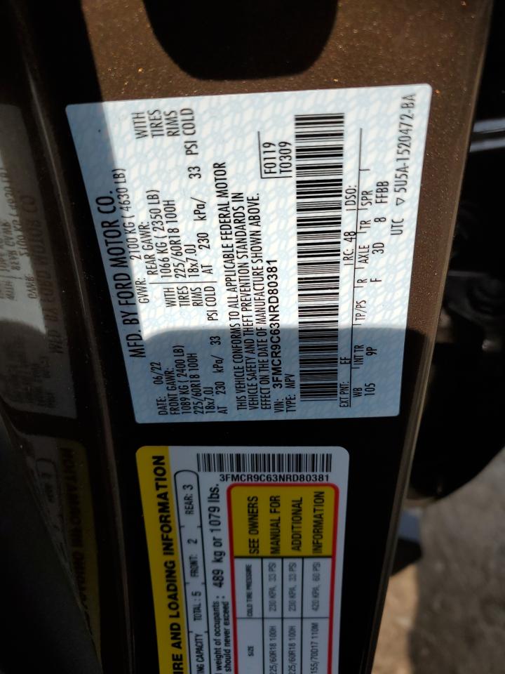 2022 Ford Bronco Sport Outer Banks VIN: 3FMCR9C63NRD80381 Lot: 61729405
