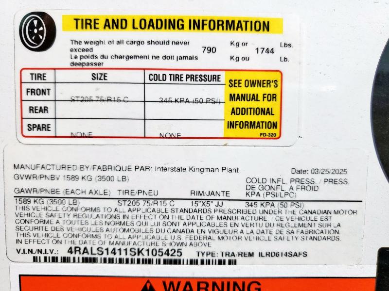 2025 INTERSTATE WEST ILRD614SAFS ENCLOSED CARGO TRAILER