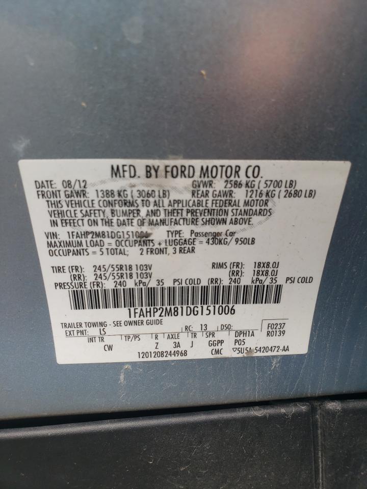 2013 Ford Taurus Police Interceptor VIN: 1FAHP2M81DG151006 Lot: 62859135