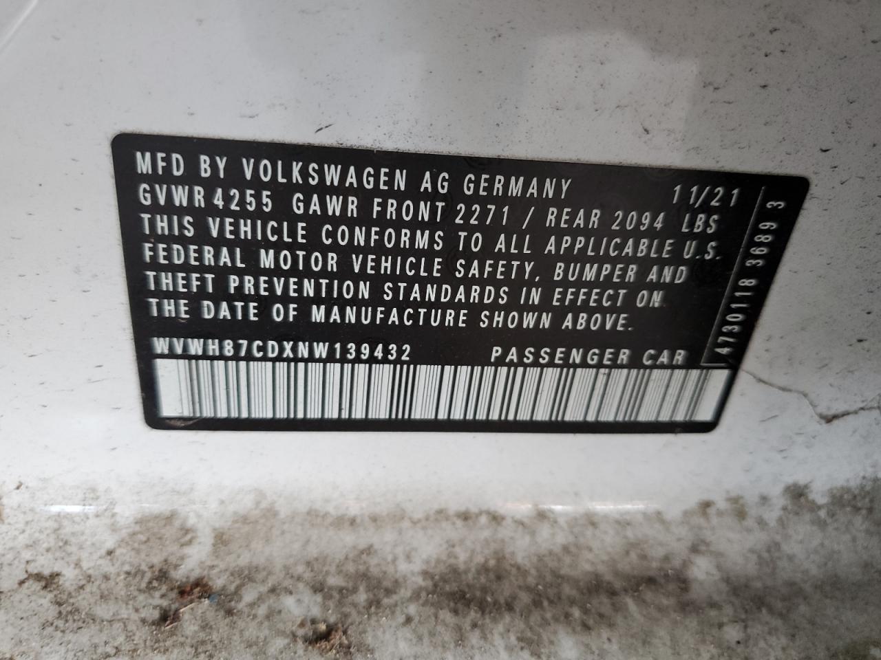 wvwh87cdxnw139432 WVWH87CDXNW139432 2022 Volkswagen Gti S