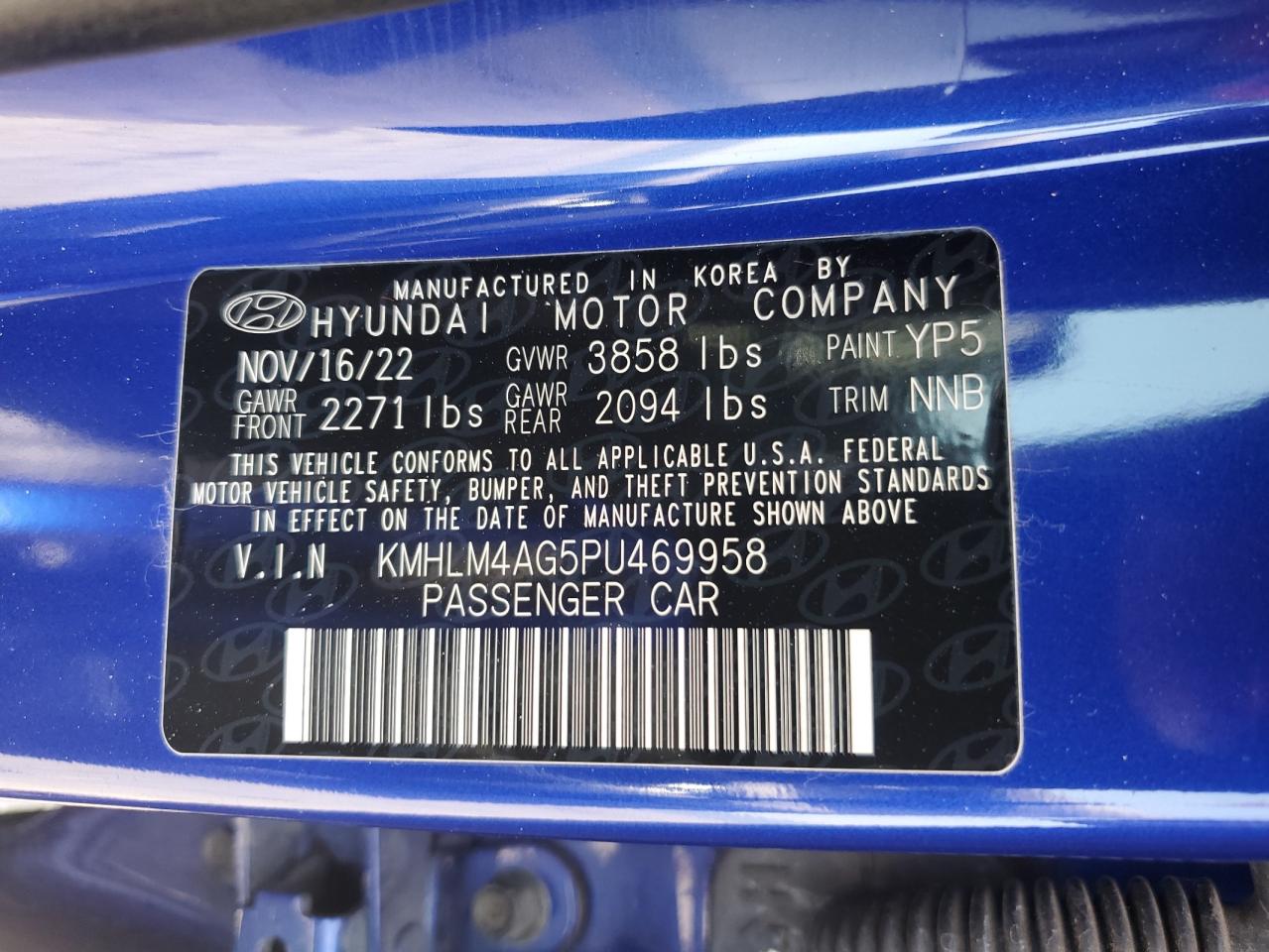 HYUNDAI ELANTRA 2023 VIN KMHLM4AG5PU469958 photo 13