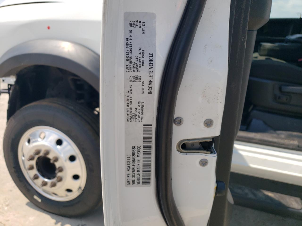 2022 Ram 4500 VIN: 3C7WRLFL5NG300688 Lot: 58393305