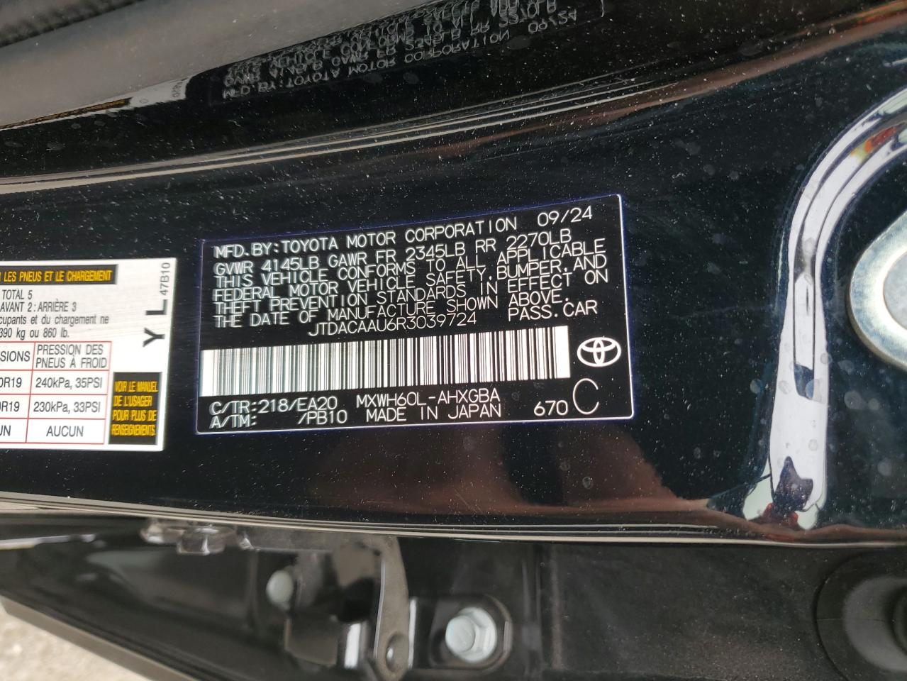 TOYOTA PRIUS 2024 VIN JTDACAAU6R3039724 фото 12