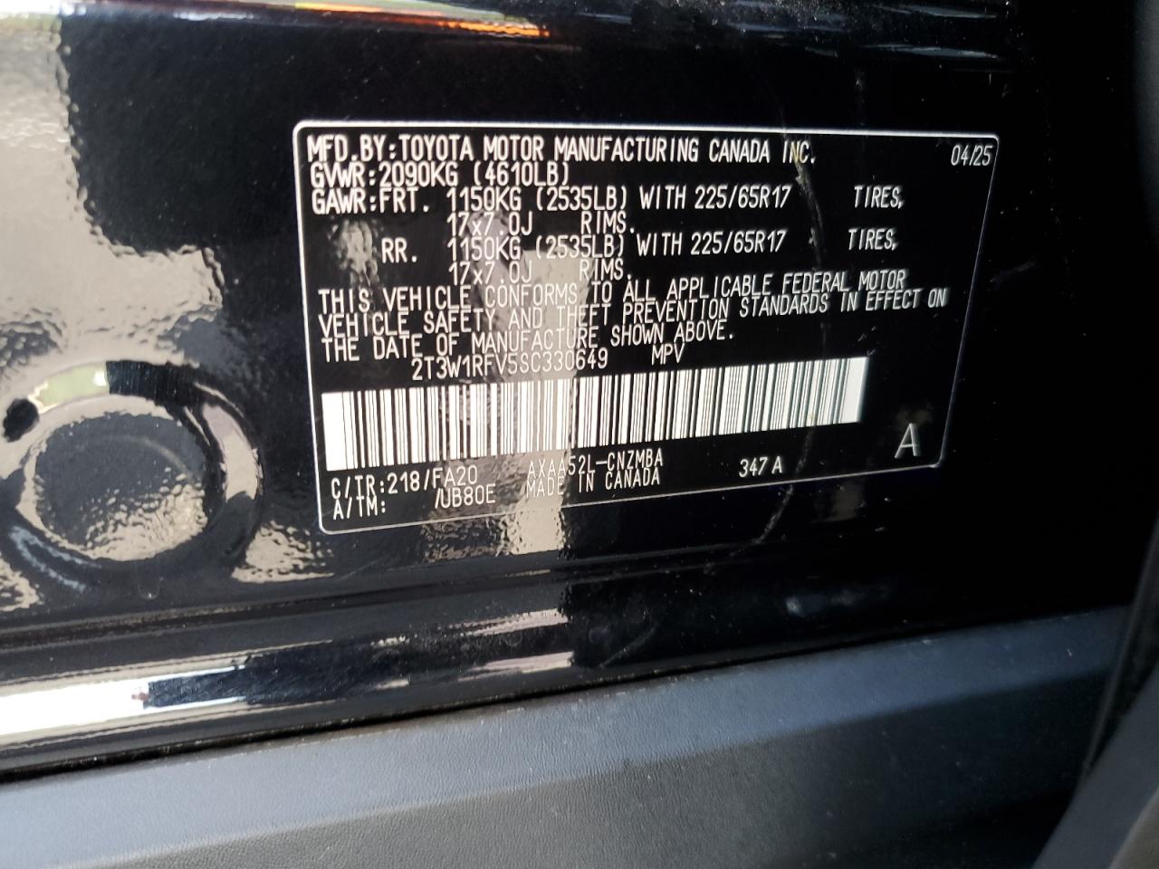 TOYOTA RAV4 2025 VIN 2T3W1RFV5SC330649 photo 13