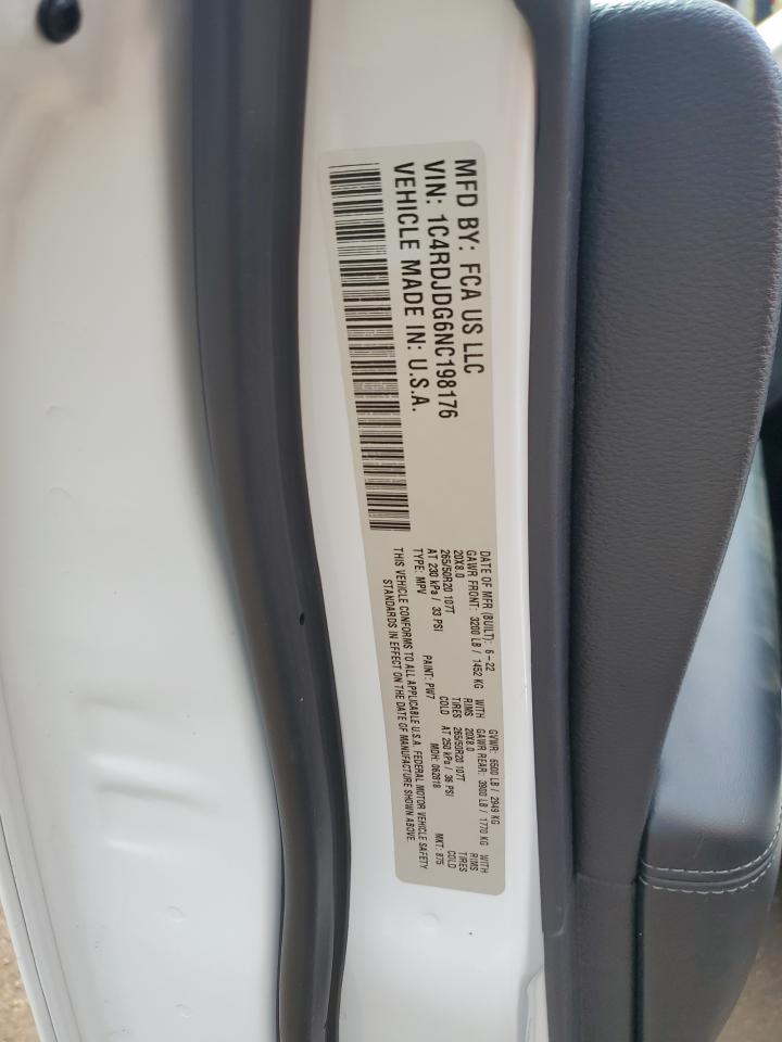 2022 Dodge Durango Gt VIN: 1C4RDJDG6NC198176 Lot: 61407515